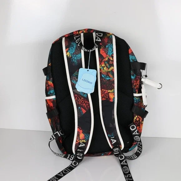 Lisinuo Black Backpack School USB Child Graffiti Large Laptop Sturdy Pad Straps - Picture 5 of 11